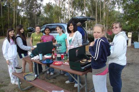 troop 5152 cooking on camp stoves