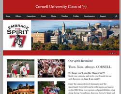 The website is for an alumni class at Cornell University. It takes advantage of a nice instagram feed from the university.